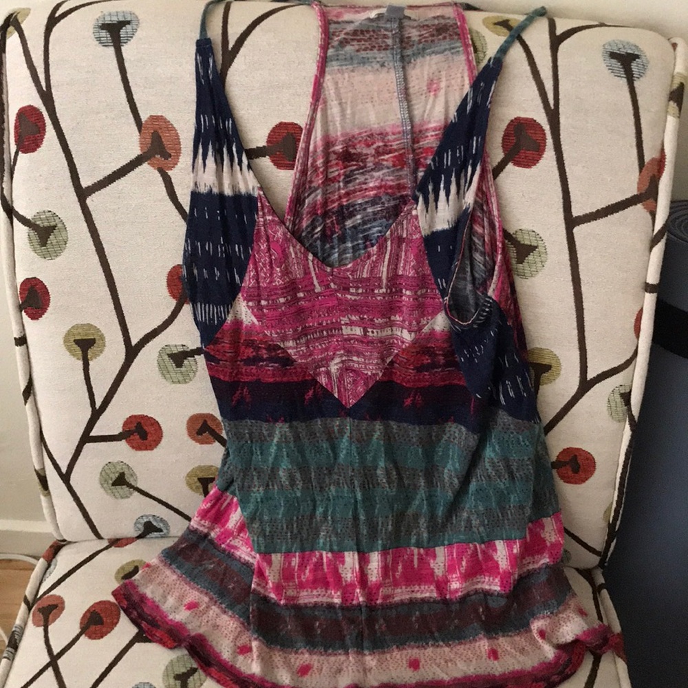 Multi color razor back tank top